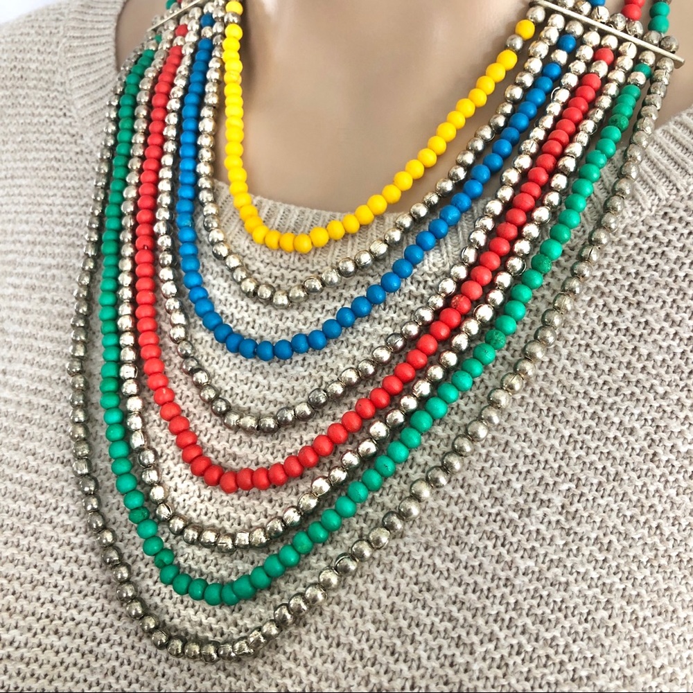 Vintage Multi-Strand Beaded Statement Necklace - image 3